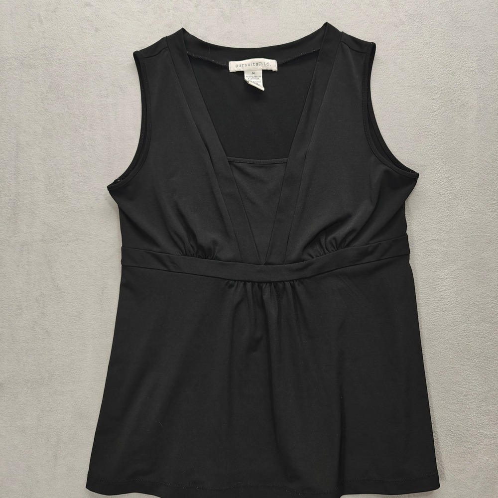 Vintage Y2K Black‎ Babydoll Top Womens Medium Sleeveless Vamp Moody Emo Goth